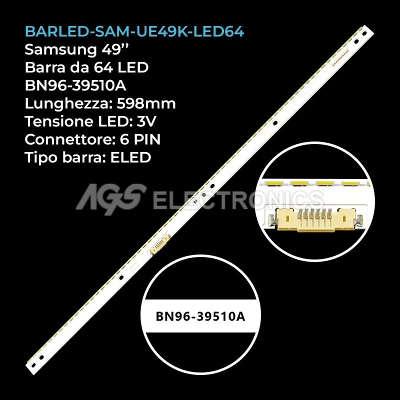 kit 1 barre LED retroilluminazione per Samsung 49 pollici modello UA49M5500AGXXP