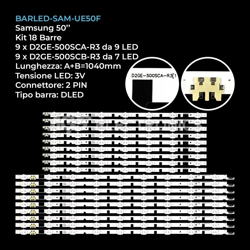 kit 18 barre LED retroilluminazione per Samsung 50 pollici modello UN50F5500AGXZD