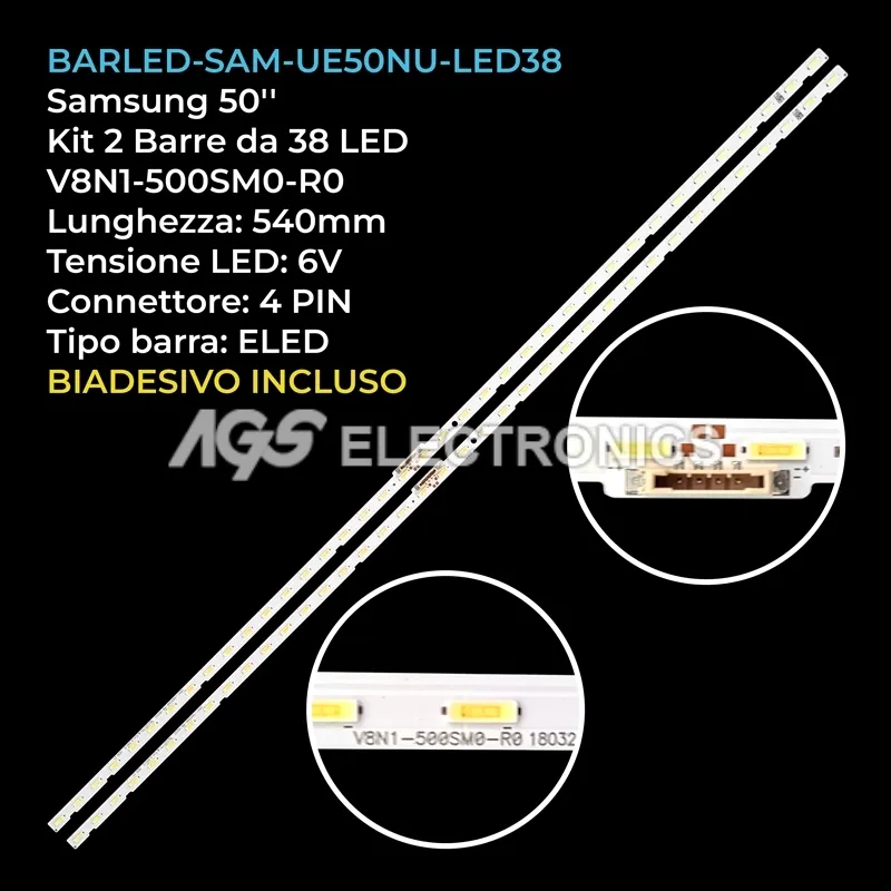 kit 2 barre LED retroilluminazione per Samsung 50 pollici modello UE50NU7670UX