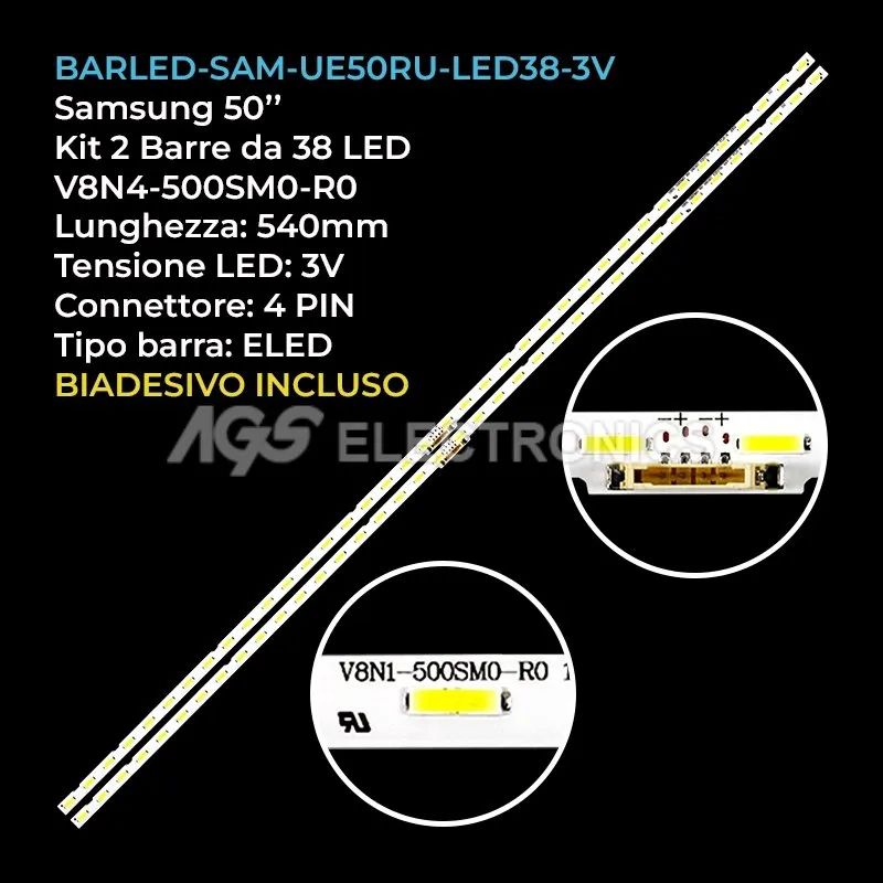 kit 2 barre LED retroilluminazione per Samsung 50 pollici modello UE50NU7400UXRU