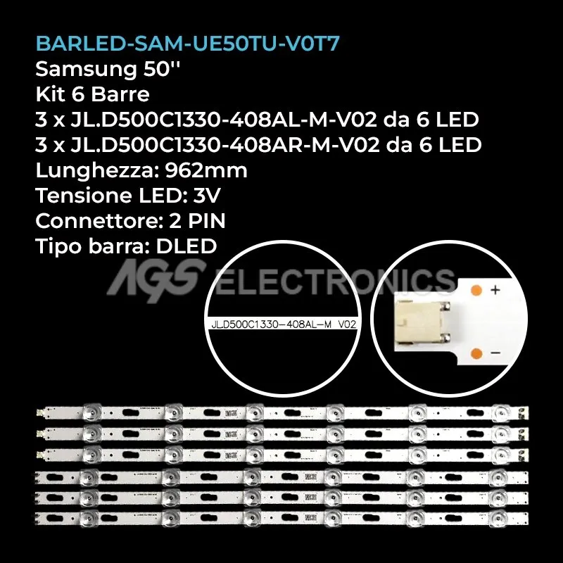 kit 6 barre LED retroilluminazione per Samsung 50 pollici pannello CYBT050HGCV3H