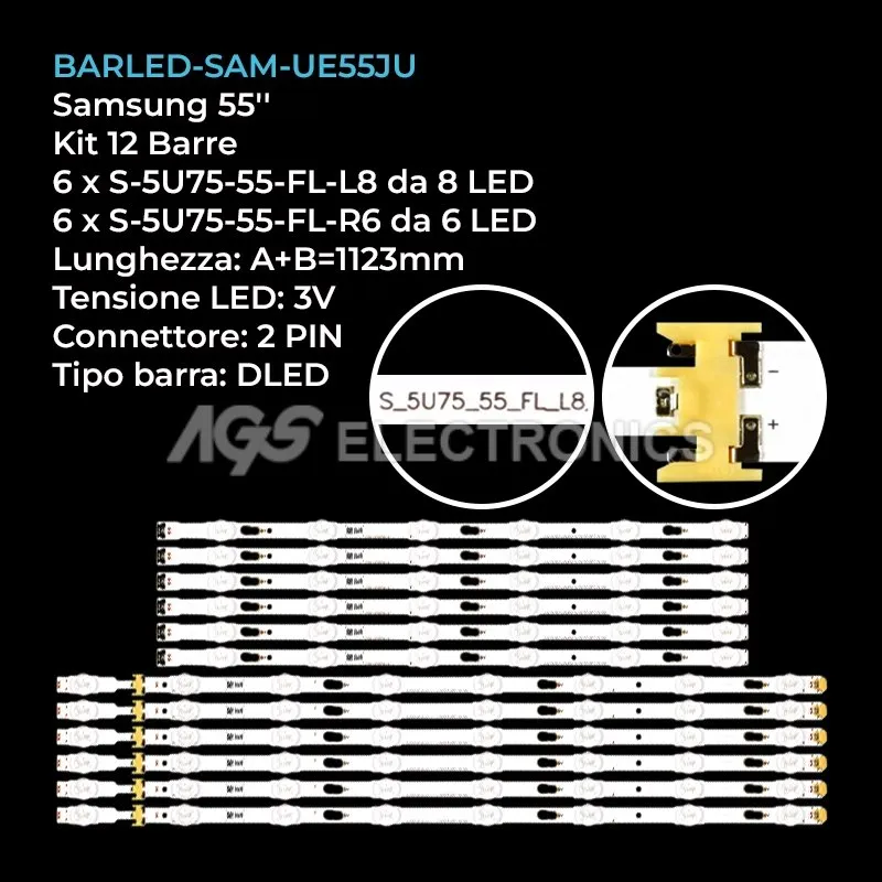 kit 12 barre LED retroilluminazione per Samsung 55 pollici modello UN55KU6350FXZX