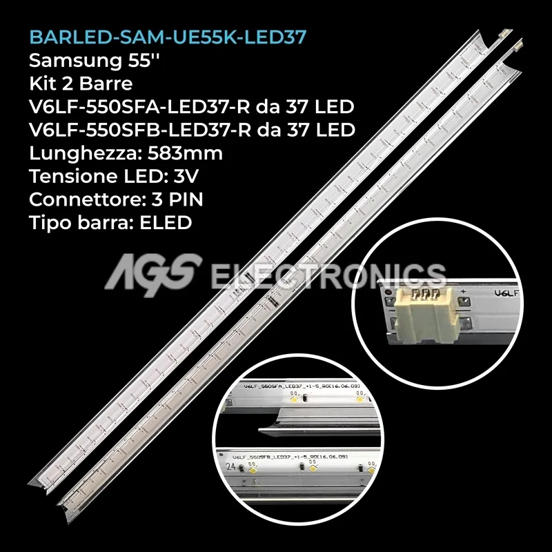 kit 2 barre LED retroilluminazione per Samsung 55 pollici modello UN55K5100AFXZP