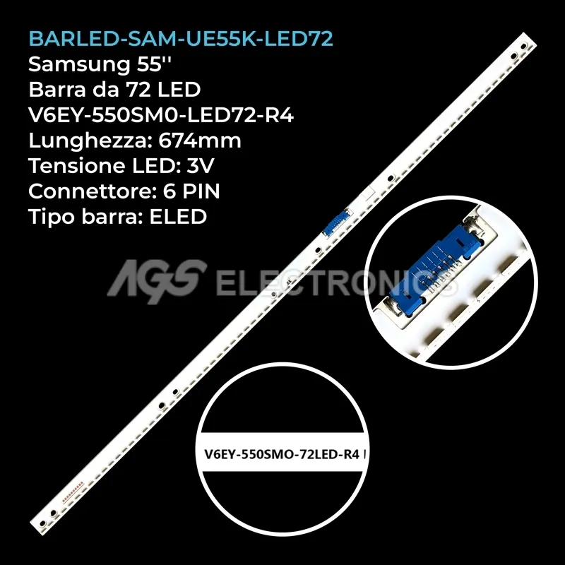 kit 1 barre LED retroilluminazione per Samsung 55 pollici modello UN55K6500AGXPE