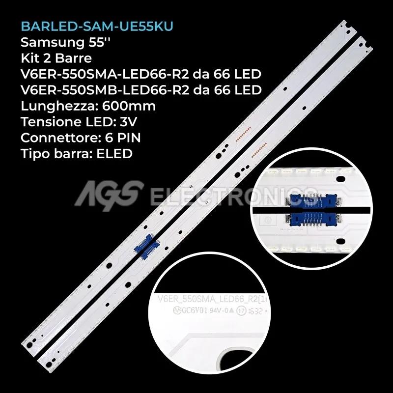 kit 2 barre LED retroilluminazione per Samsung 55 pollici modello UN55LS003AFXZX