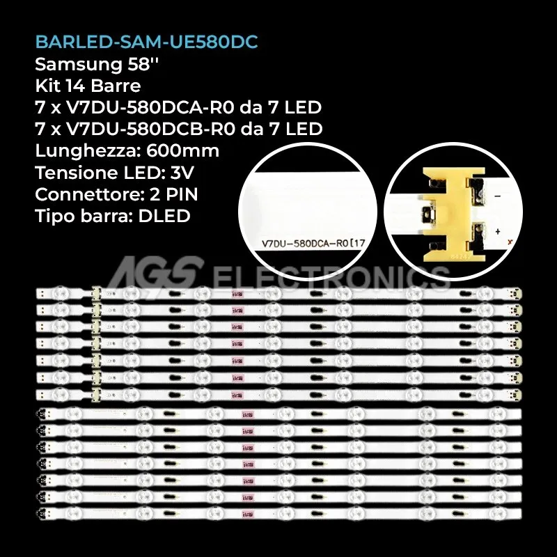 kit 14 barre LED retroilluminazione per Samsung 58 pollici modello UE58MU6120