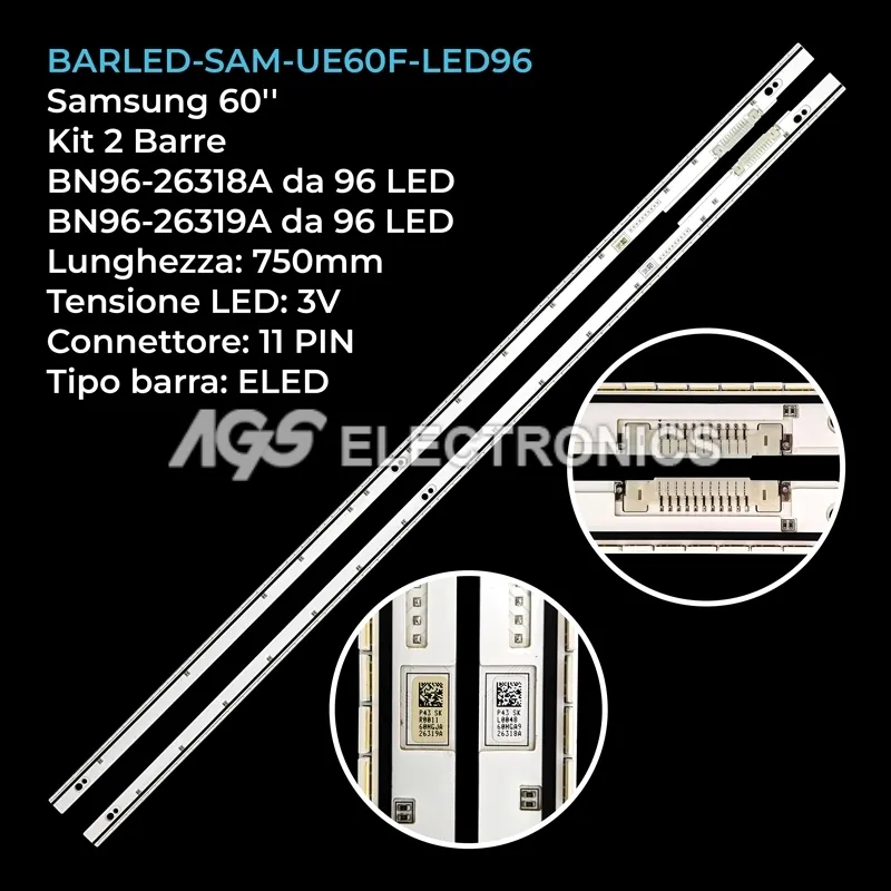 kit 2 barre LED retroilluminazione per Samsung 60 pollici modello UE60F7005