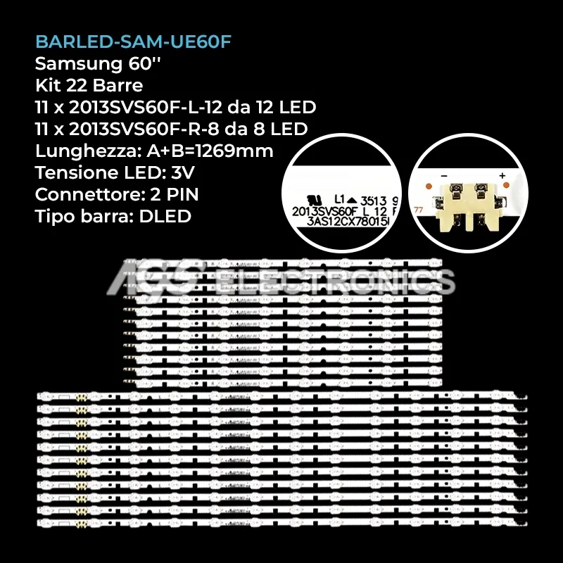 kit 22 barre LED retroilluminazione per Samsung 60 pollici modello UN60H6300