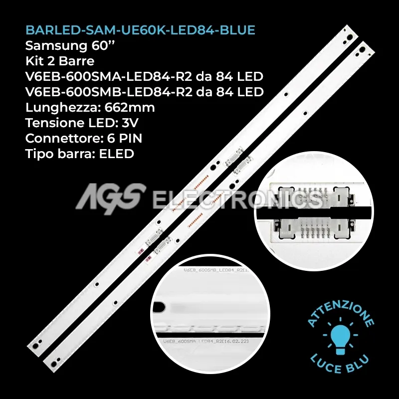 kit 2 barre LED retroilluminazione per Samsung 60 pollici modello UN60KS800DF