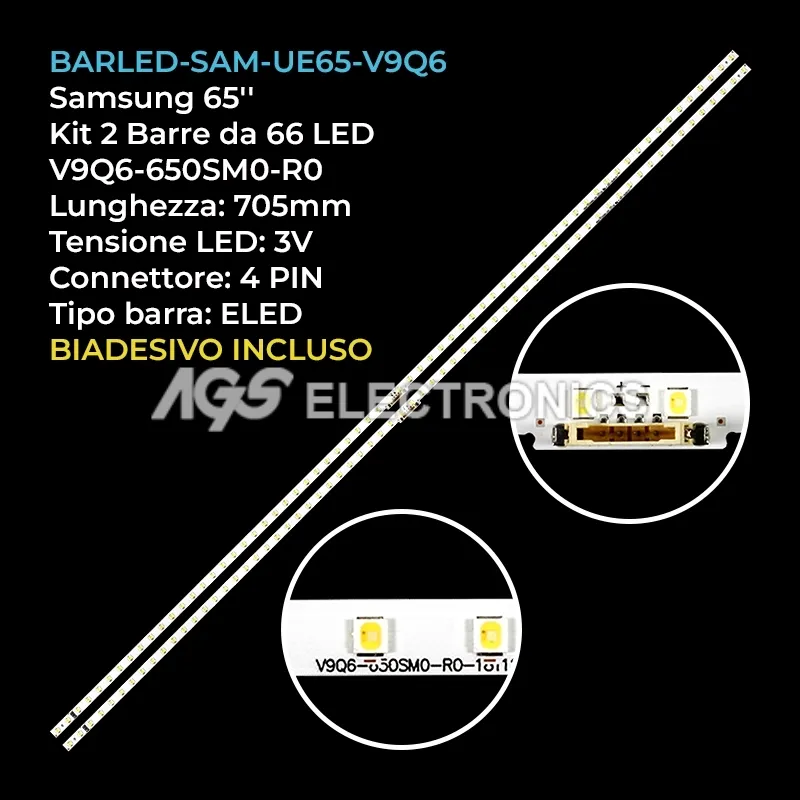 kit 2 barre LED retroilluminazione per Samsung 65 pollici modello QM65R