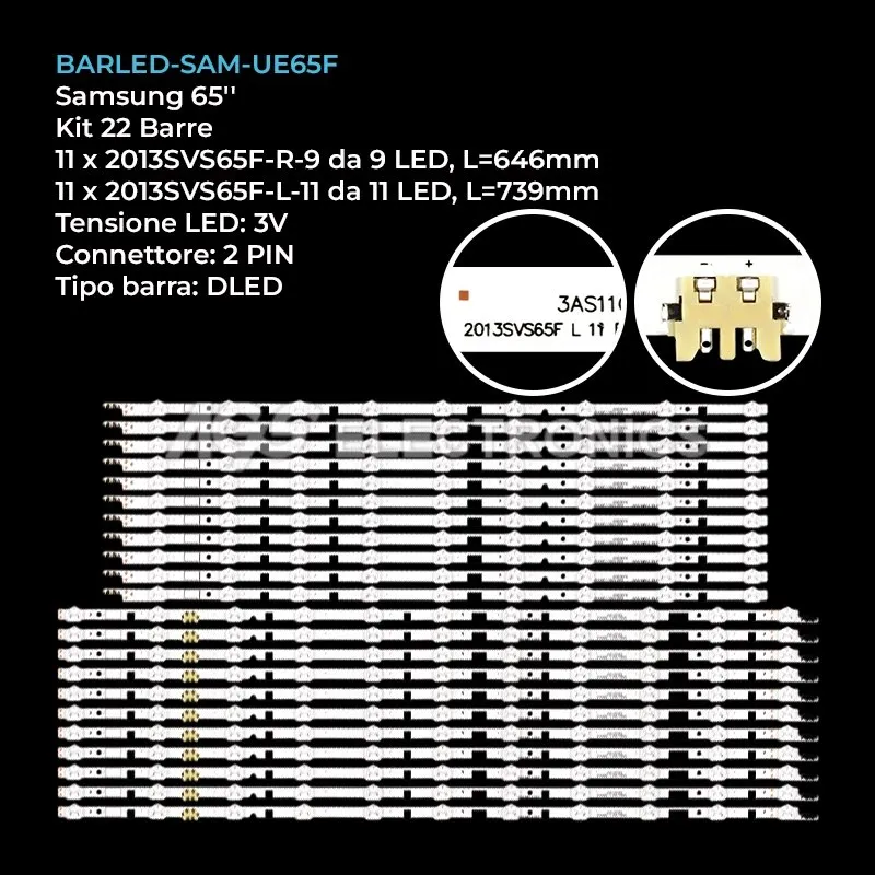 kit 22 barre LED retroilluminazione per Samsung 65 pollici modello LH65EDCPLBCCI