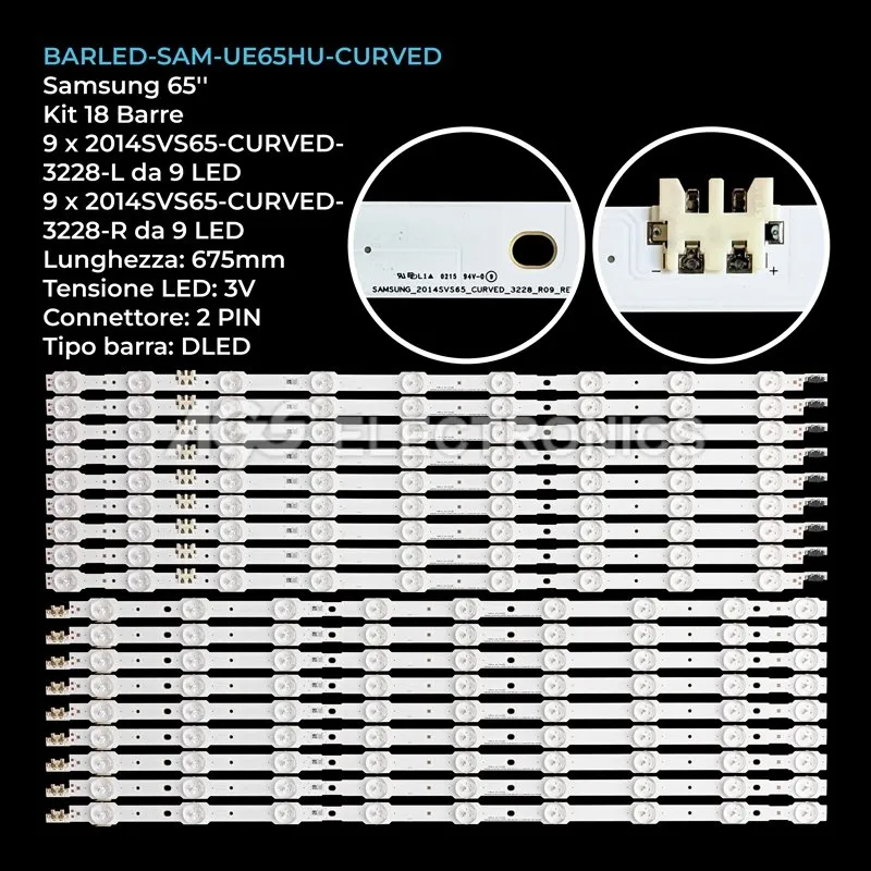 kit 18 barre LED retroilluminazione per Samsung 65 pollici modello UE65HU7200UXKZ