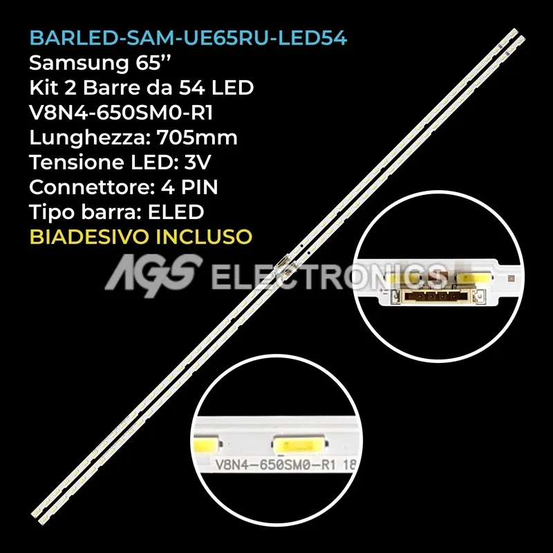 kit 2 barre LED retroilluminazione per Samsung 65 pollici modello UE65NU7500UXZT