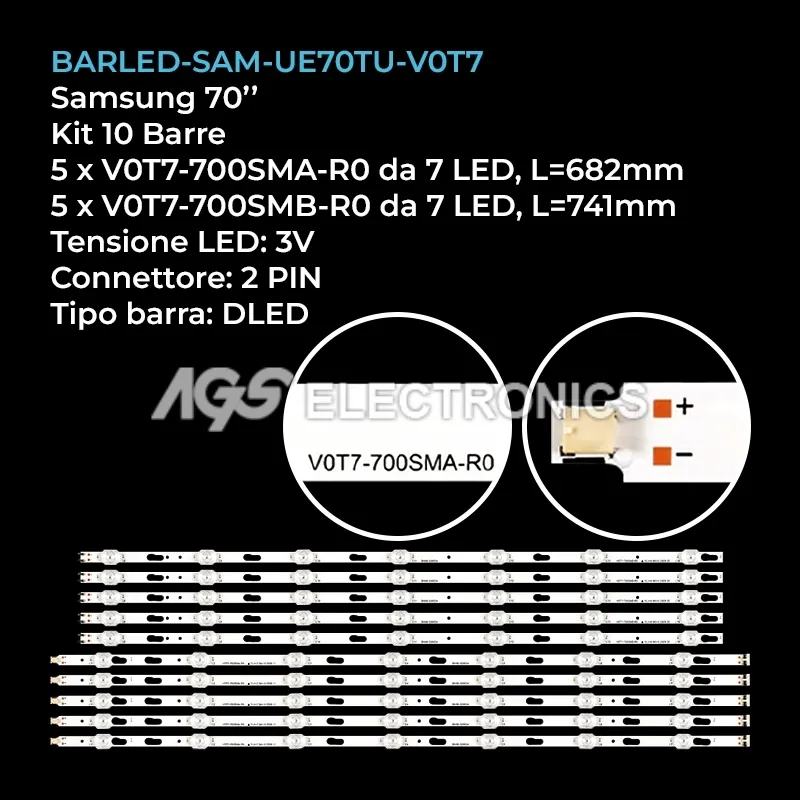 kit 10 barre LED retroilluminazione per Samsung 70 pollici modello UE70TU7500