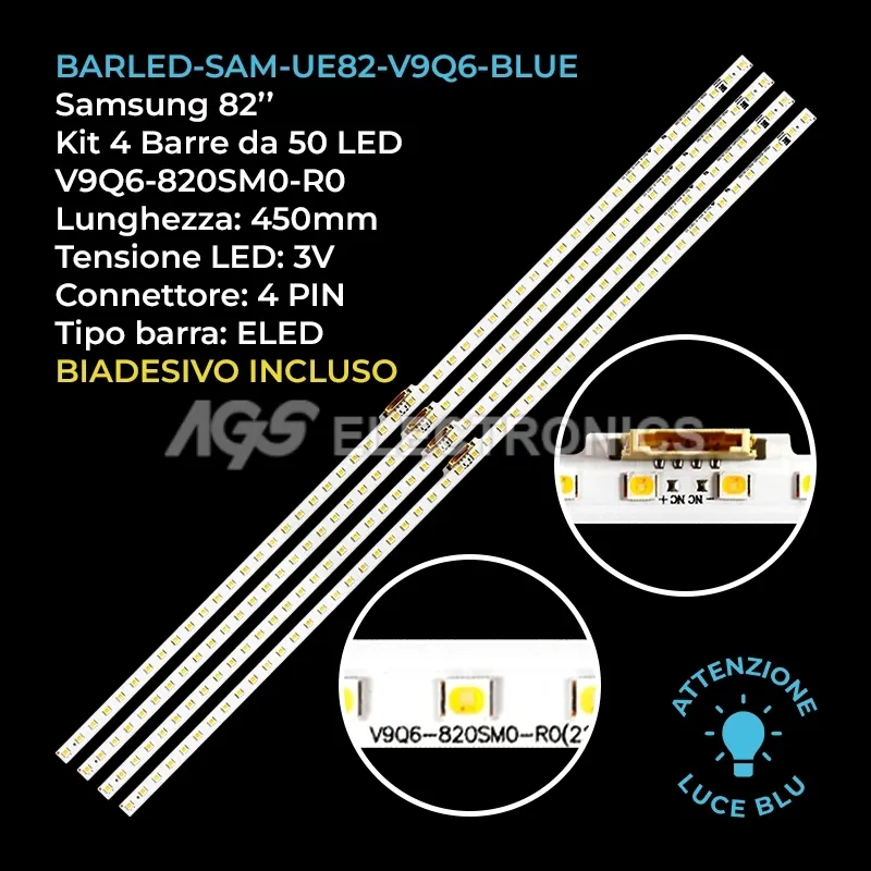 kit 4 barre LED retroilluminazione per Samsung 82 pollici pannello CYRR082FGLV1H
