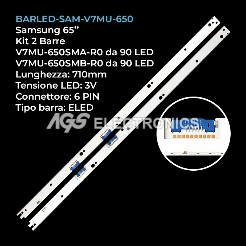 kit 2 barre LED retroilluminazione per Samsung 65 pollici modello UE65MU7079TXZG