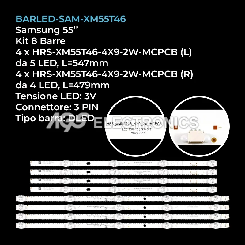 kit 8 barre LED retroilluminazione per Samsung 55 pollici modello UN55TU7090