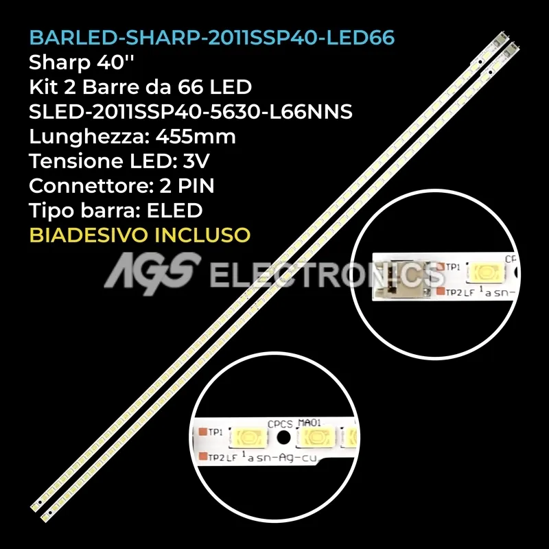 kit 2 barre LED retroilluminazione per Sharp 40 pollici modello LCD40DS30A
