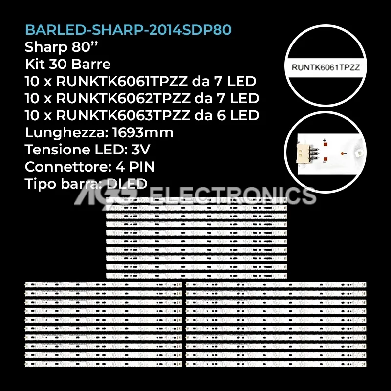 kit 30 barre LED retroilluminazione per Sharp 80 pollici modello PN80TC3
