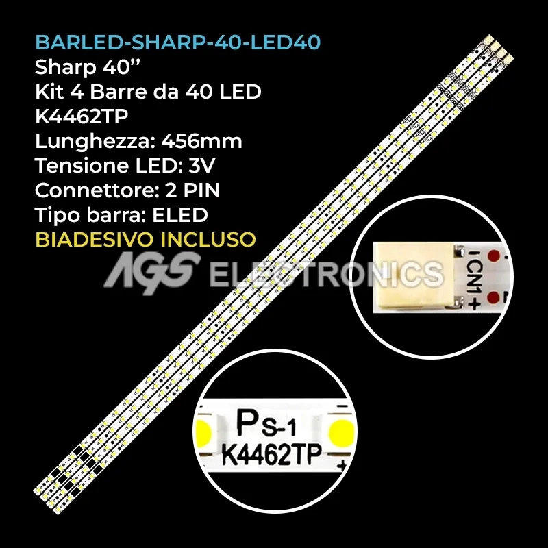 kit 4 barre LED retroilluminazione per Sharp 40 pollici modello LC40LE811E