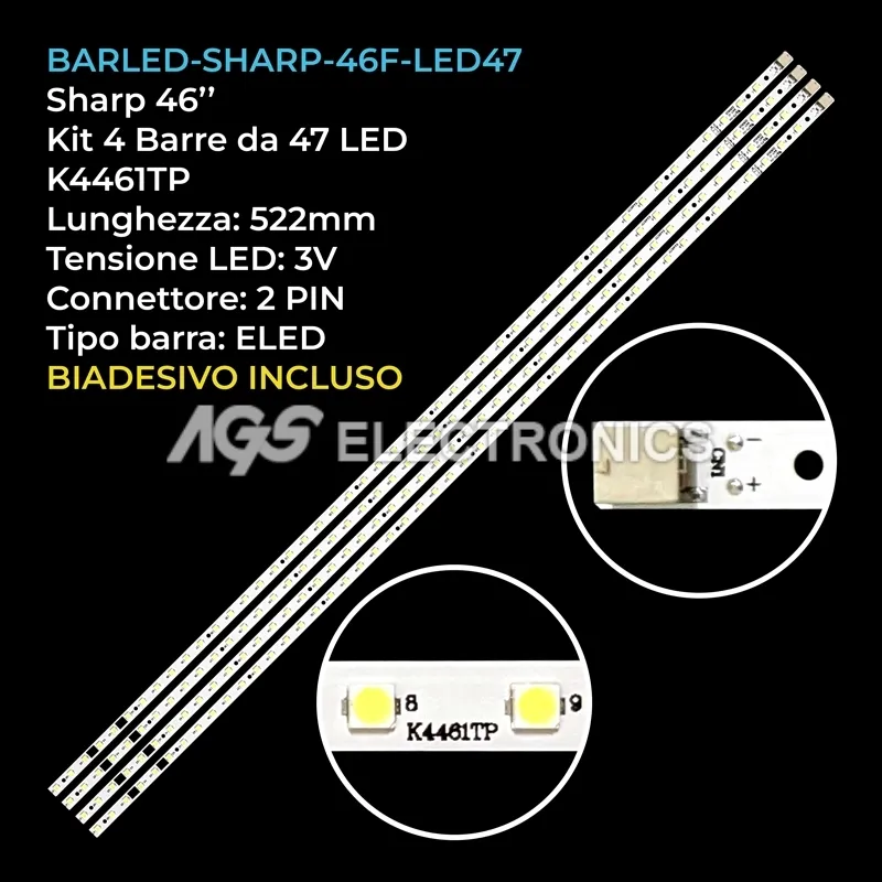 kit 4 barre LED retroilluminazione per Sharp 46 pollici modello LCD46FF1A