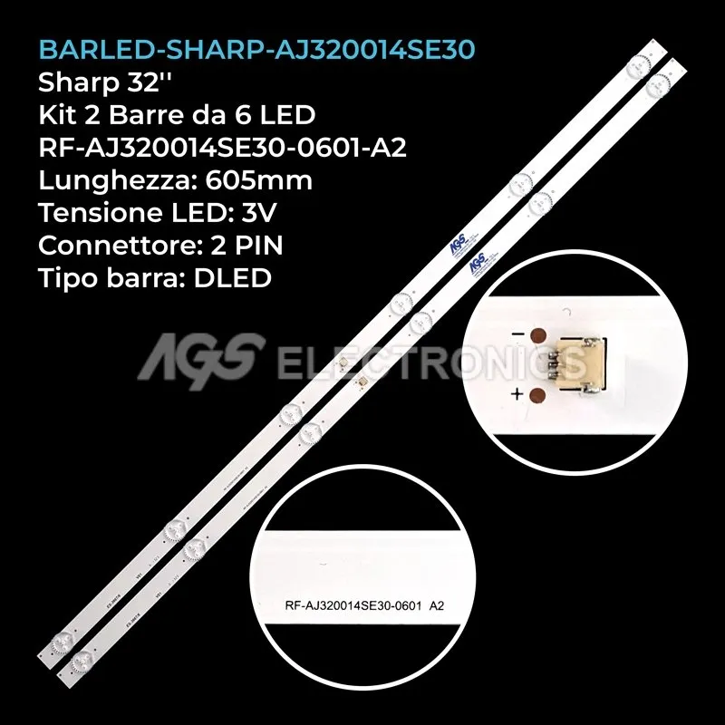 kit 2 barre LED retroilluminazione per Sharp 32 pollici modello LC32HK5332E