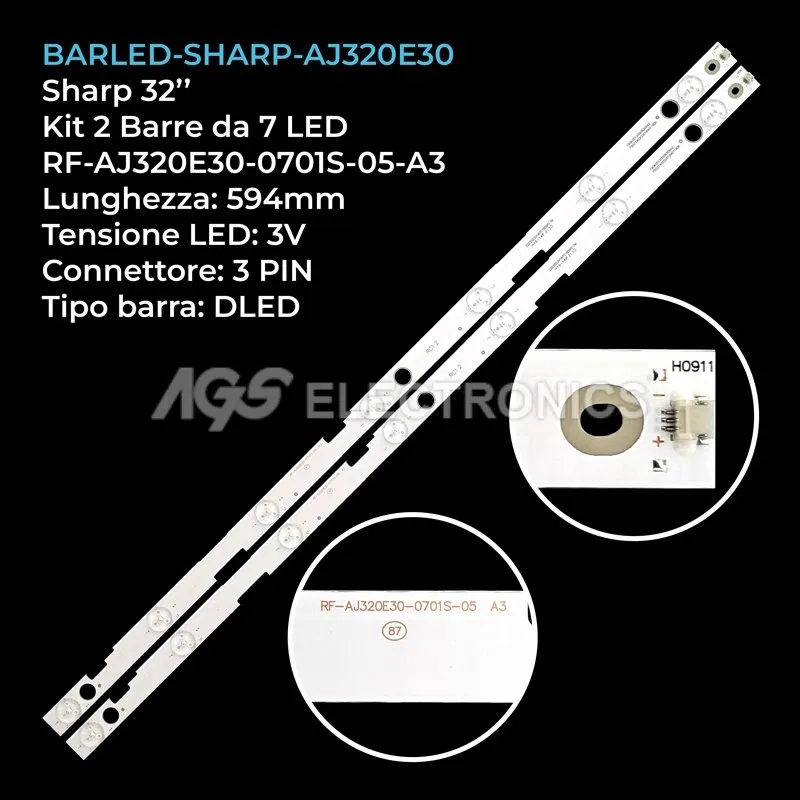 kit 2 barre LED retroilluminazione per Sharp 32 pollici modello LC32CHG6027K