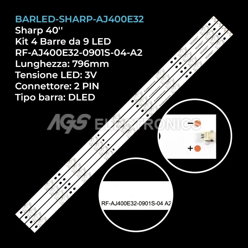kit 4 barre LED retroilluminazione per Sharp 40 pollici modello 40CFE6352E