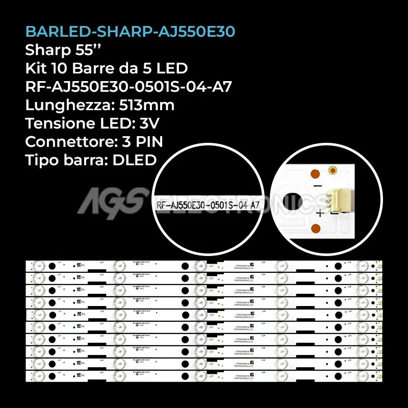 kit 10 barre LED retroilluminazione per Sharp 55 pollici modello LSC550FN13
