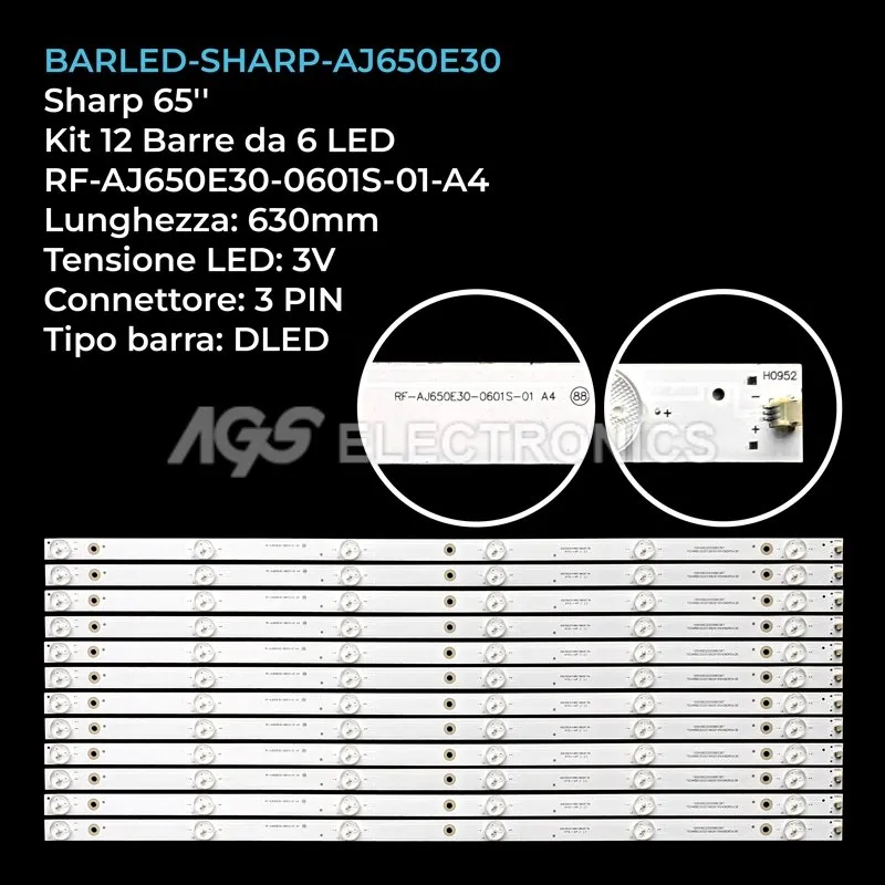 kit 12 barre LED retroilluminazione per Sharp 65 pollici modello LY2LS06G001