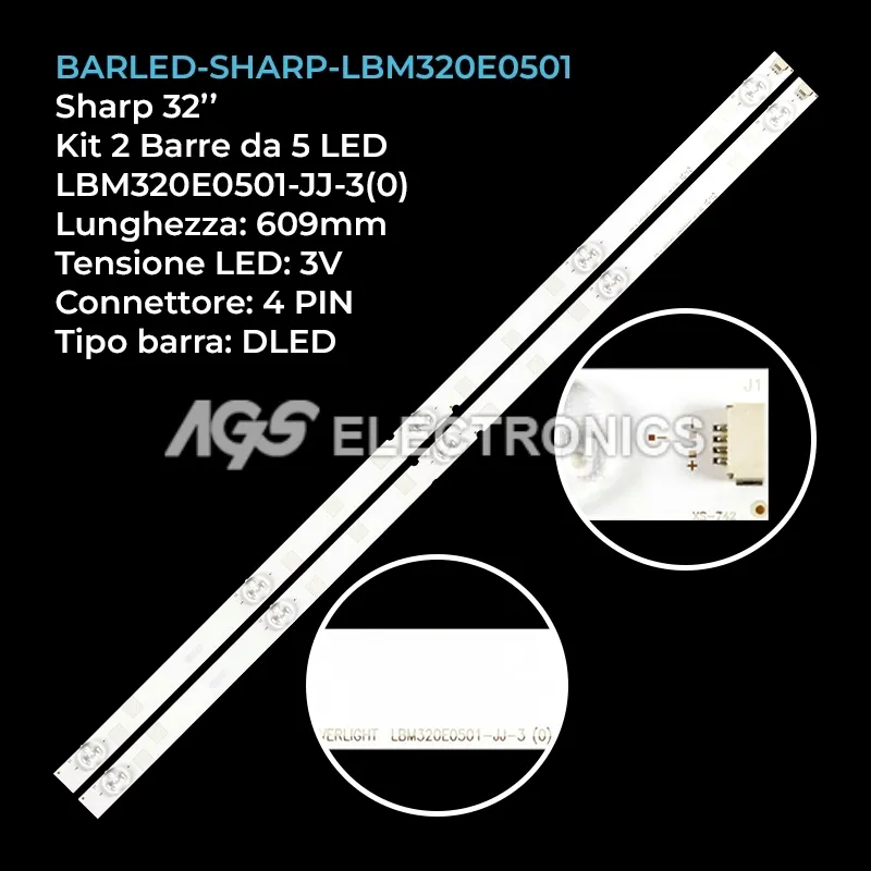 kit 2 barre LED retroilluminazione per Sharp 32 pollici modello LC32LE280X