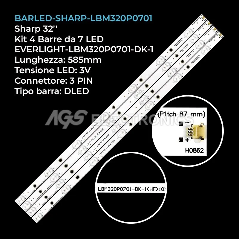 kit 4 barre LED retroilluminazione per Philips 32 pollici modello TPT315B5XVN029