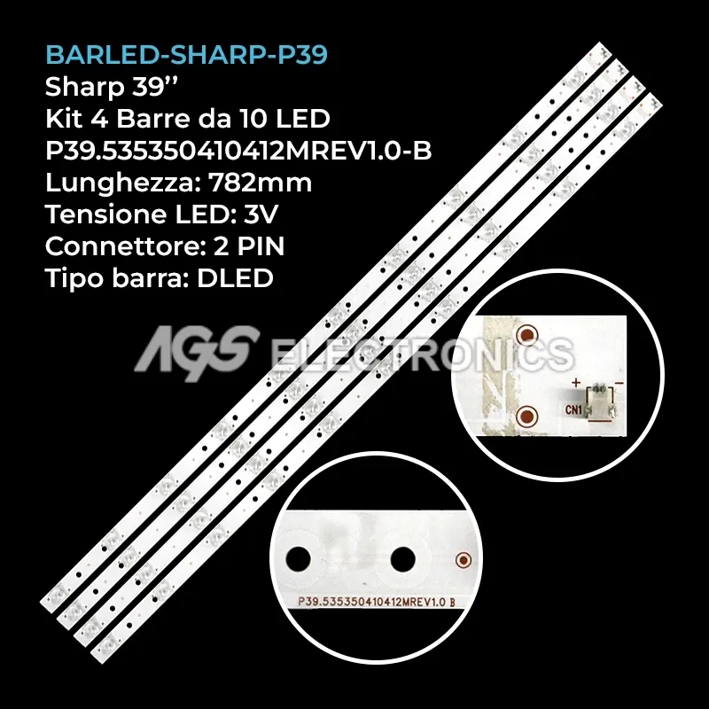 kit 4 barre LED retroilluminazione per Sharp 39 pollici modello LC40CFE6132E