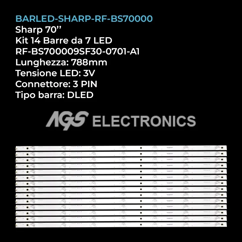 kit 14 barre LED retroilluminazione per Sharp 70 pollici modello JE69R3HB9L4