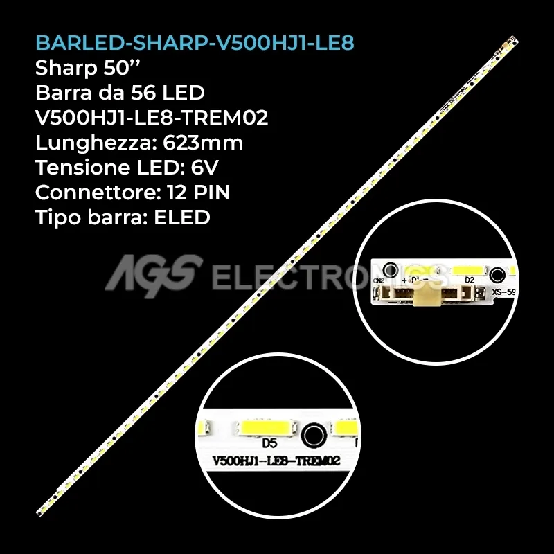 kit 1 barre LED retroilluminazione per Sharp 50 pollici modello V500HK1LE6