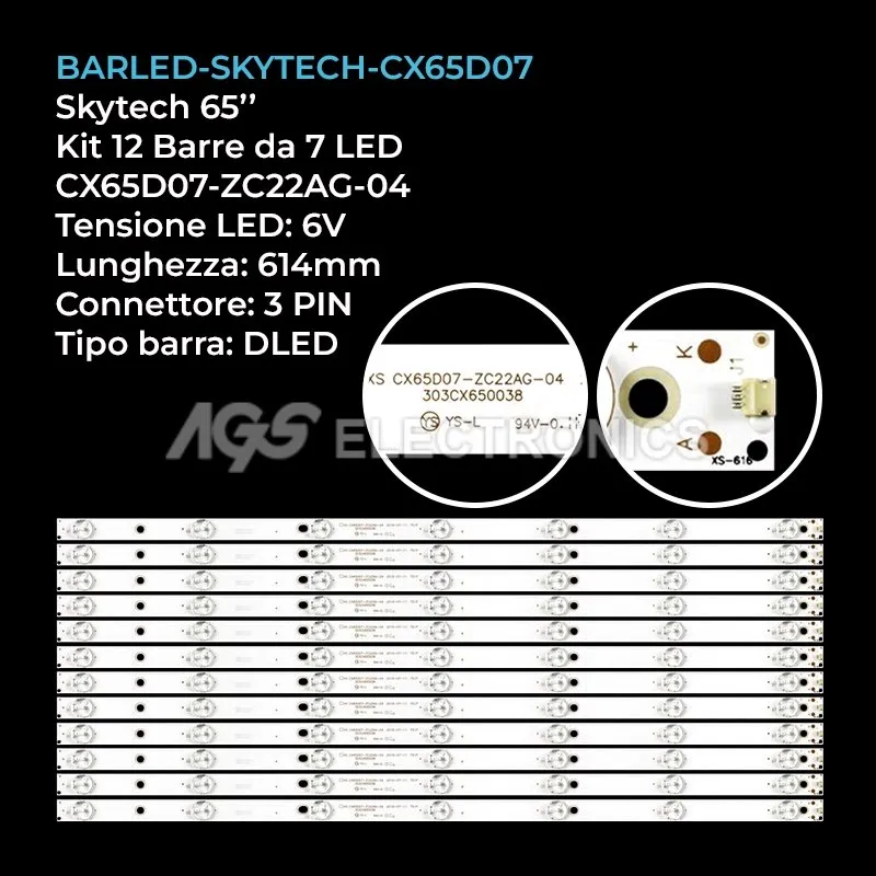 kit 12 barre LED retroilluminazione per Sansui 65 pollici modello ST6550US