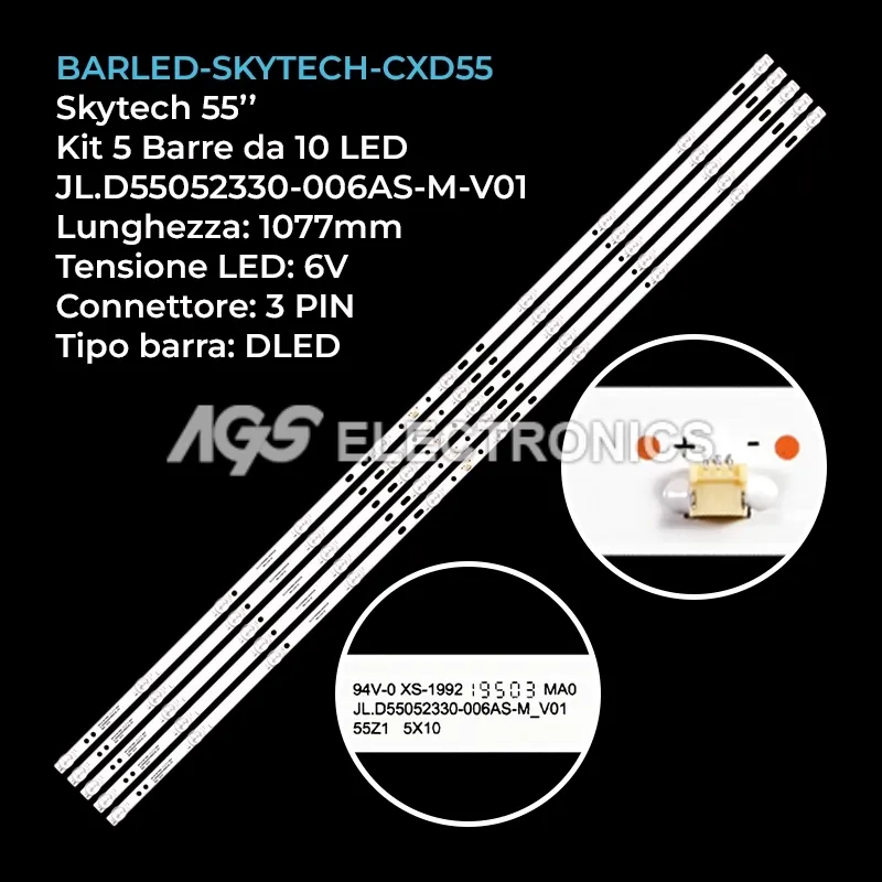 kit 5 barre LED retroilluminazione per Skytech 55 pollici modello K55DLX9US