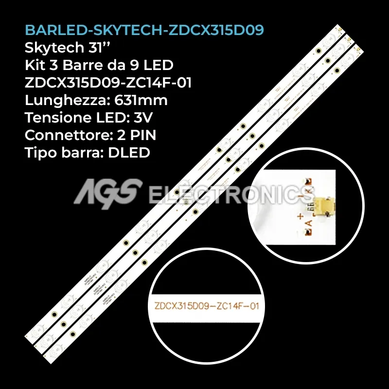 kit 3 barre LED retroilluminazione per Bravis 31 pollici modello LED3230