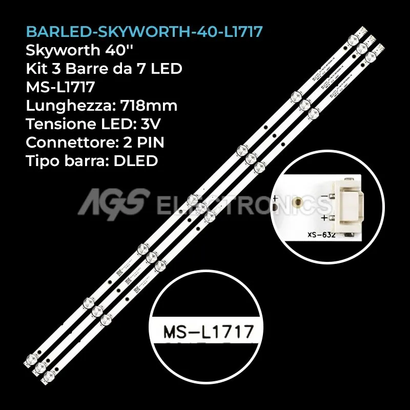 kit 3 barre LED retroilluminazione per Metz 40 pollici modello 40E2X11A
