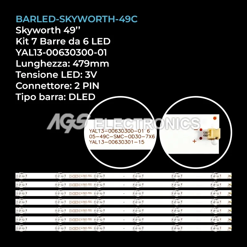 kit 7 barre LED retroilluminazione per Graetz 49 pollici modello GR49E6800US