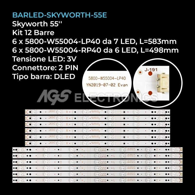 kit 12 barre LED retroilluminazione per Skyworth 55 pollici modello 55X5