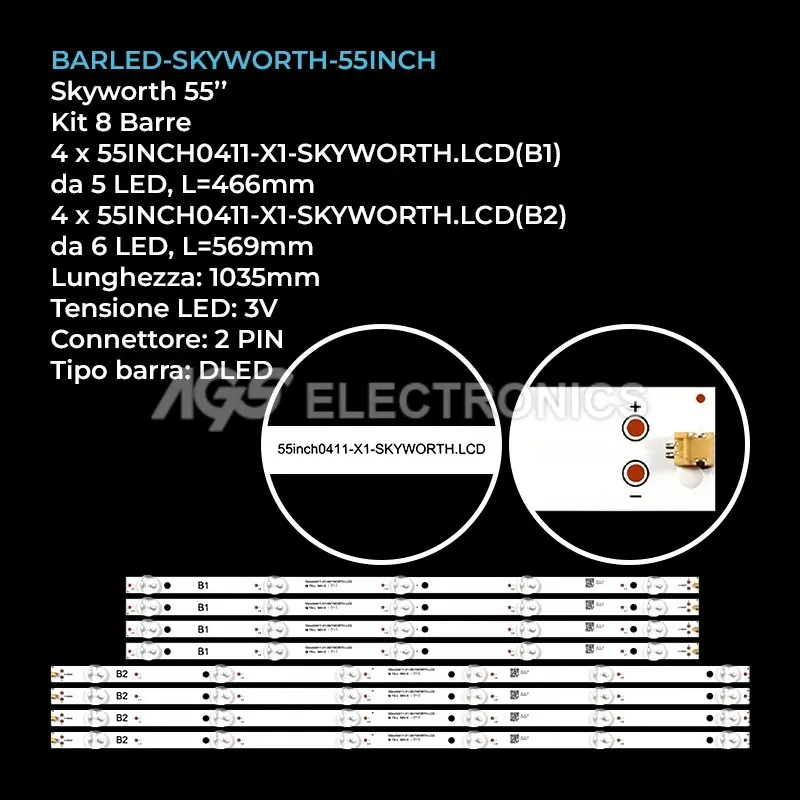 kit 8 barre LED retroilluminazione per Inno-Hit 55 pollici modello IH55SK