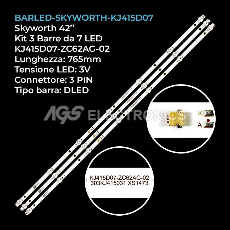 kit 3 barre LED retroilluminazione per Metz 42 pollici modello 42MTC6000Z