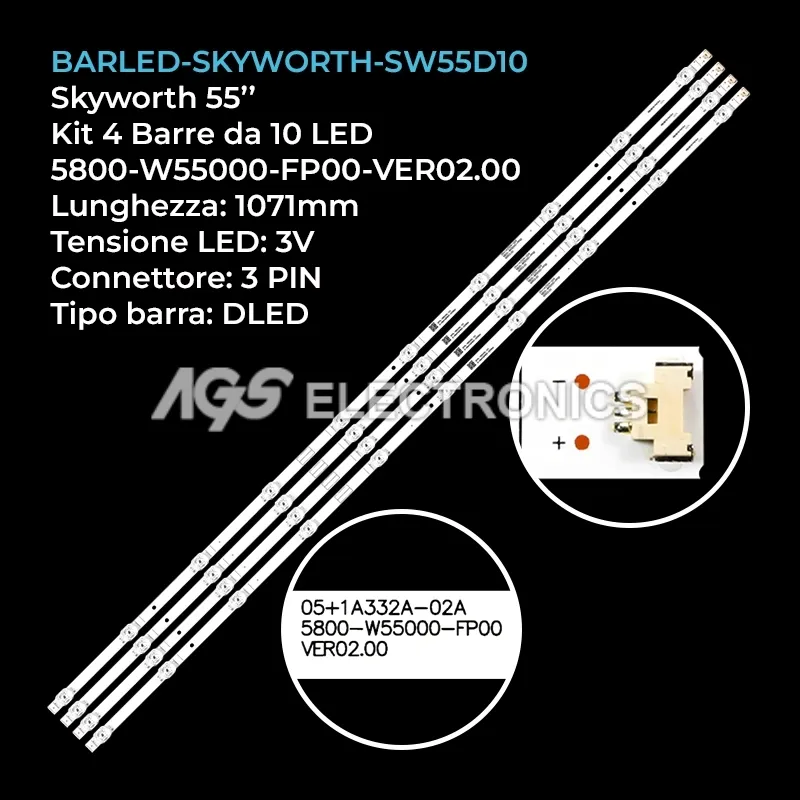 kit 4 barre LED retroilluminazione per Metz 55 pollici modello 55MUC7000Z