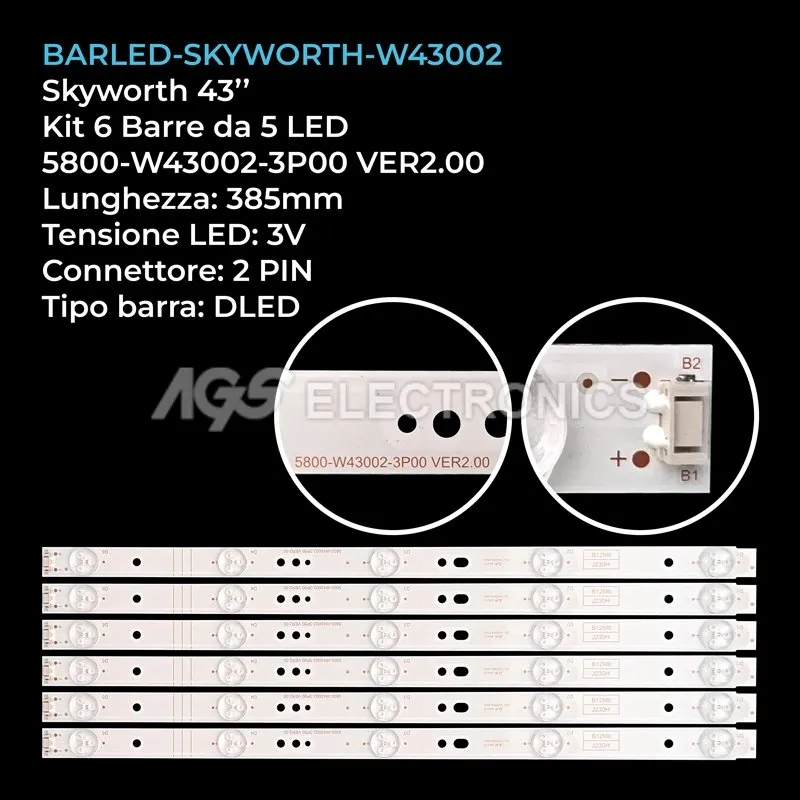 kit 6 barre LED retroilluminazione per Graetz 43 pollici modello RDL430WYLD0200