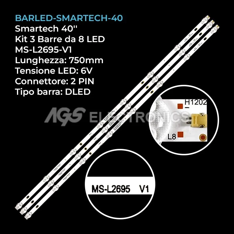 kit 3 barre LED retroilluminazione per Smartech 40 pollici modello CX400DLEDM