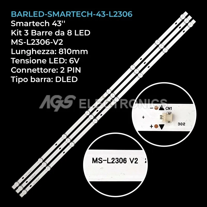 kit 3 barre LED retroilluminazione per Starwind 43 pollici modello SWLED43UA400