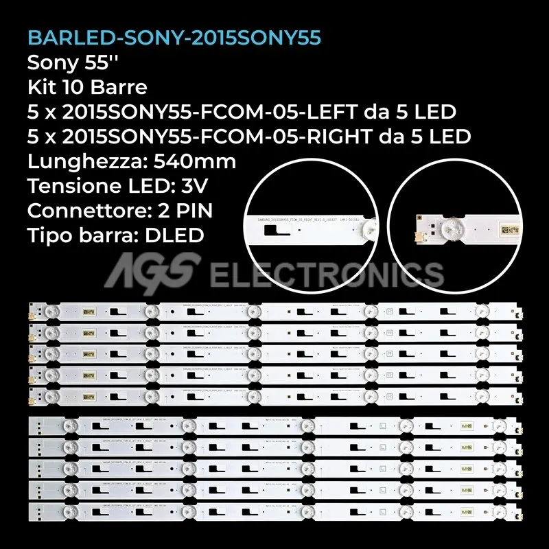 kit 10 barre LED retroilluminazione per Sony 55 pollici modello XBR55X700D