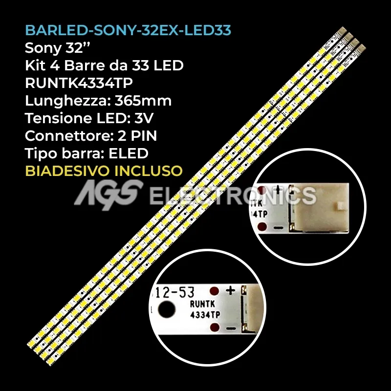 kit 4 barre LED retroilluminazione per Sharp 32 pollici modello LK315D3LA4S