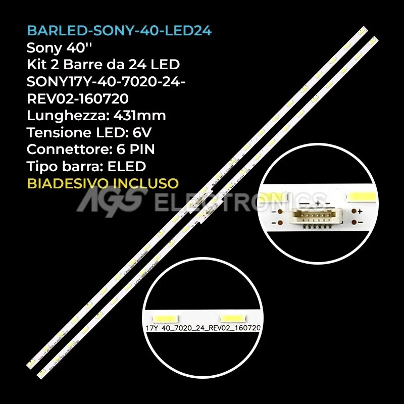 kit 2 barre LED retroilluminazione per Sony 40 pollici modello LSY400HN02